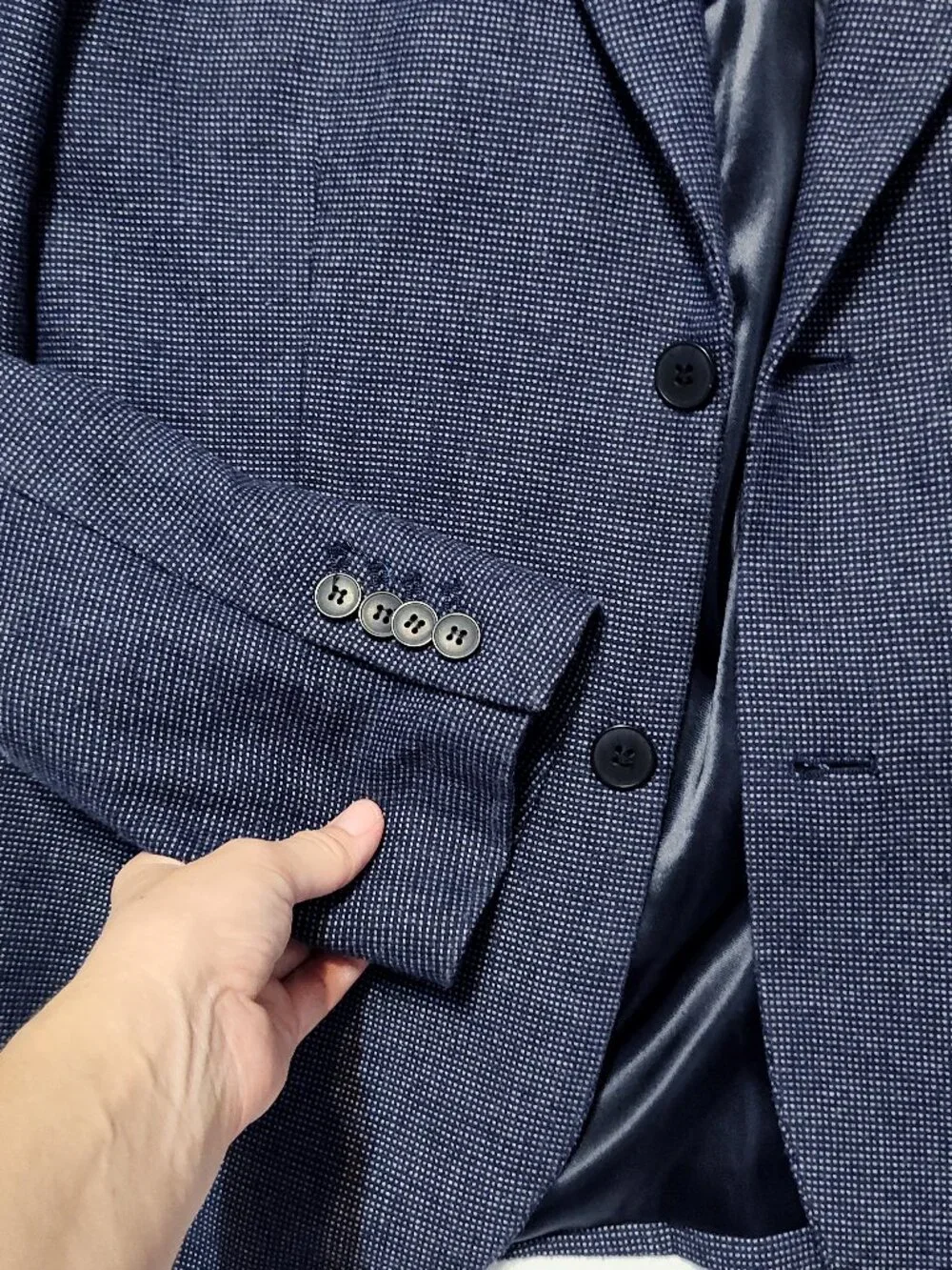 HM H&M 42R mens men slim fit blazer suit jacket blue like new